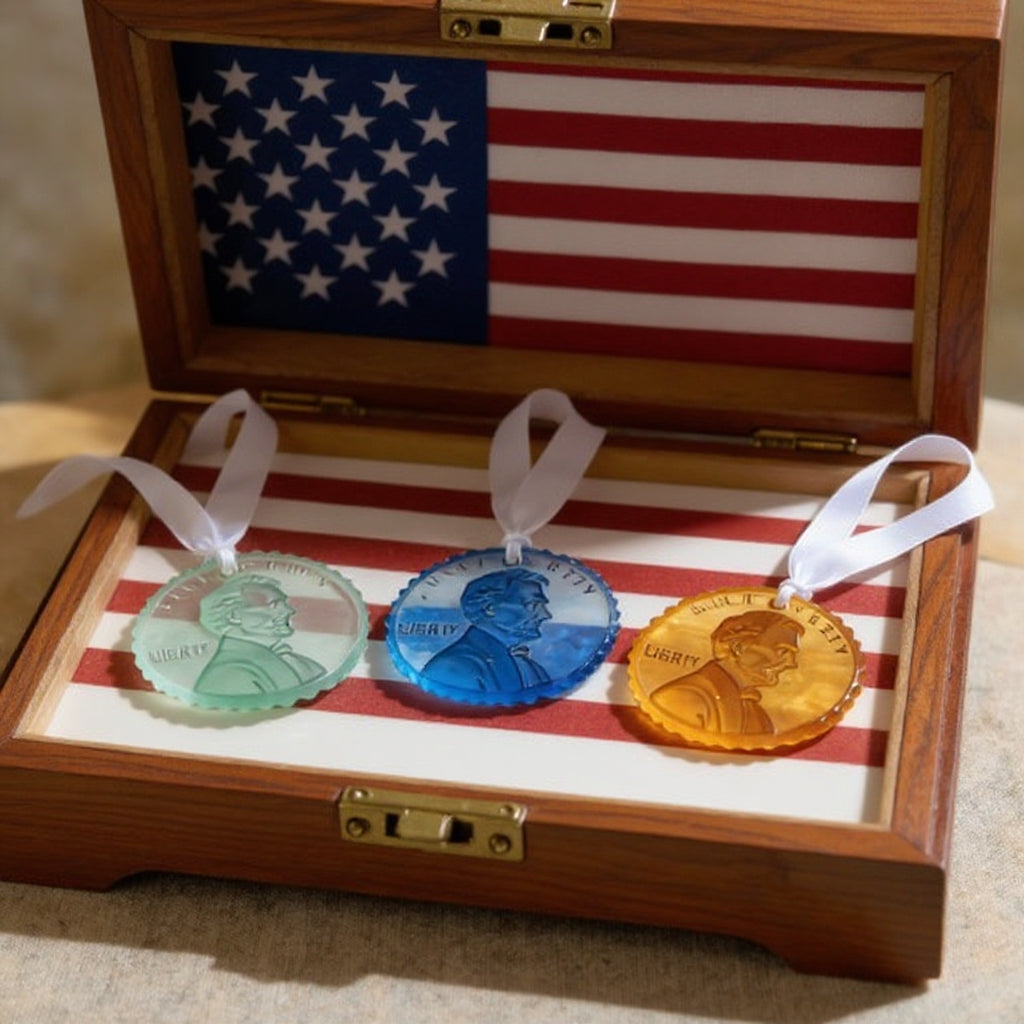 One-cent commemorative coin transparent sea glass pendant