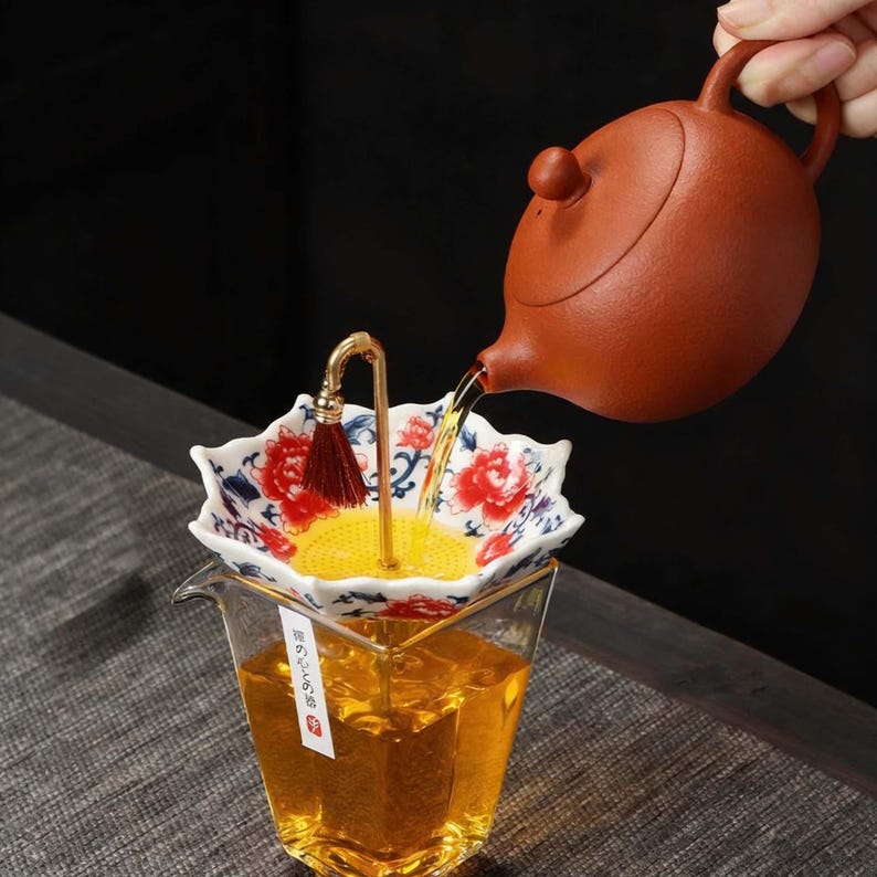 🔥Hot Deal Now Elegant Umbrella Shaped Porcelain Tea Strainer, Decorative Tea Filter for Loose Leaf Tea
