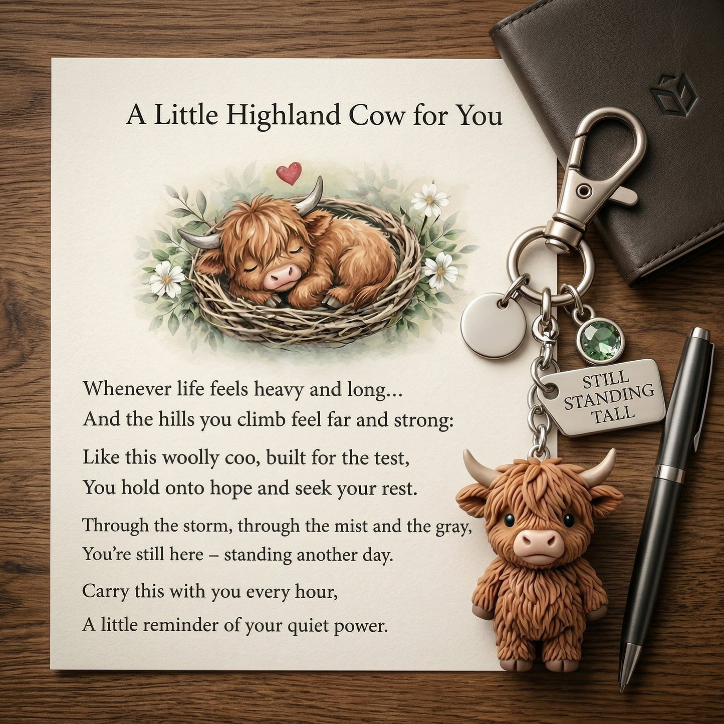 🐮❤️A Little Highland Cow For You Keychain: Your Daily Reminder of Quiet Strength