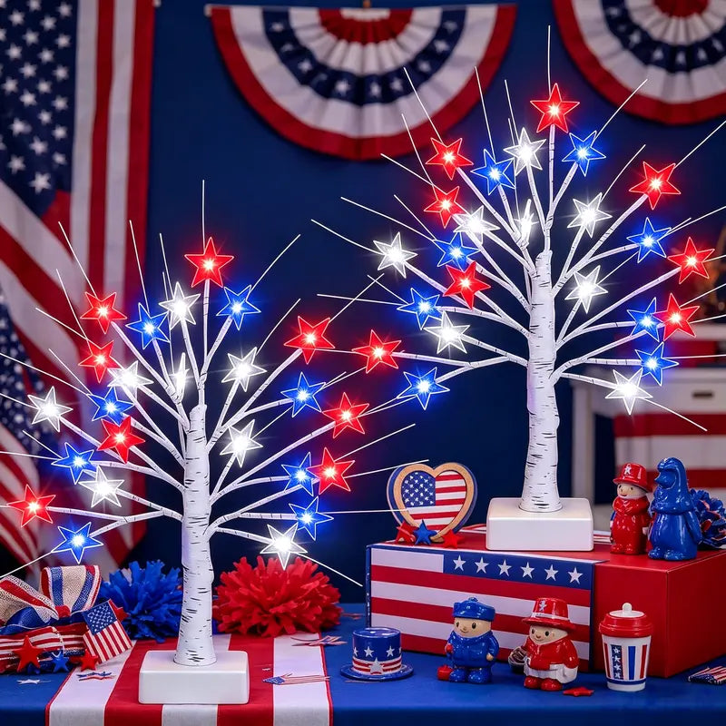 Patriotic LED Star Tree Light | Red White Blue 4th of July Decor