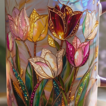 🔥Hot Sale-- Eternal Spring: Stained-Glass Style Tulip Mug