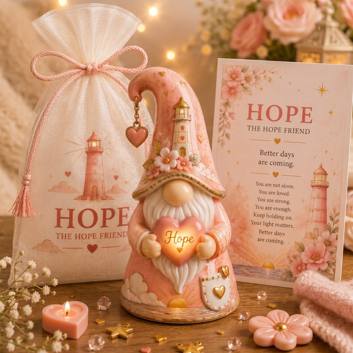 🔥Limited Time 50% OFF💕Emotional Support Comfort Gnome, 12 Heartfelt Affirmation Gift